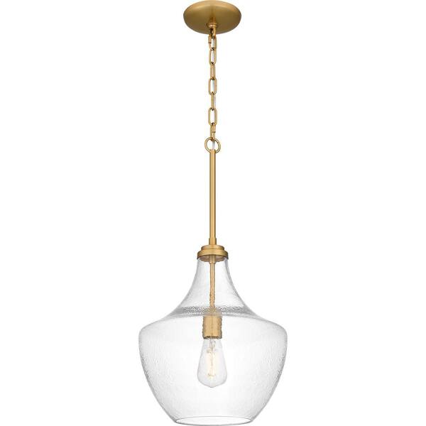 DSI LIGHTING Camlyn 1Light Brushed Gold Shaded Pendant with Clear