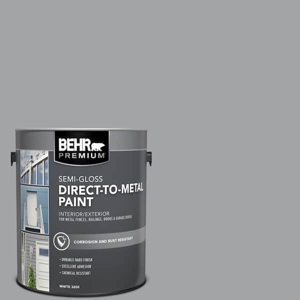 BEHR PREMIUM 1 gal. #N530-4 Power Gray Semi-Gloss Direct to Metal Interior/Exterior Paint
