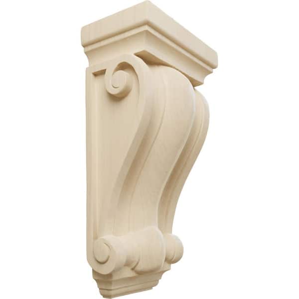 4-1/2 in. x 7-1/2 in. x 14 in. Unfinished Wood Rubberwood Cole Pilaster Wood Corbel