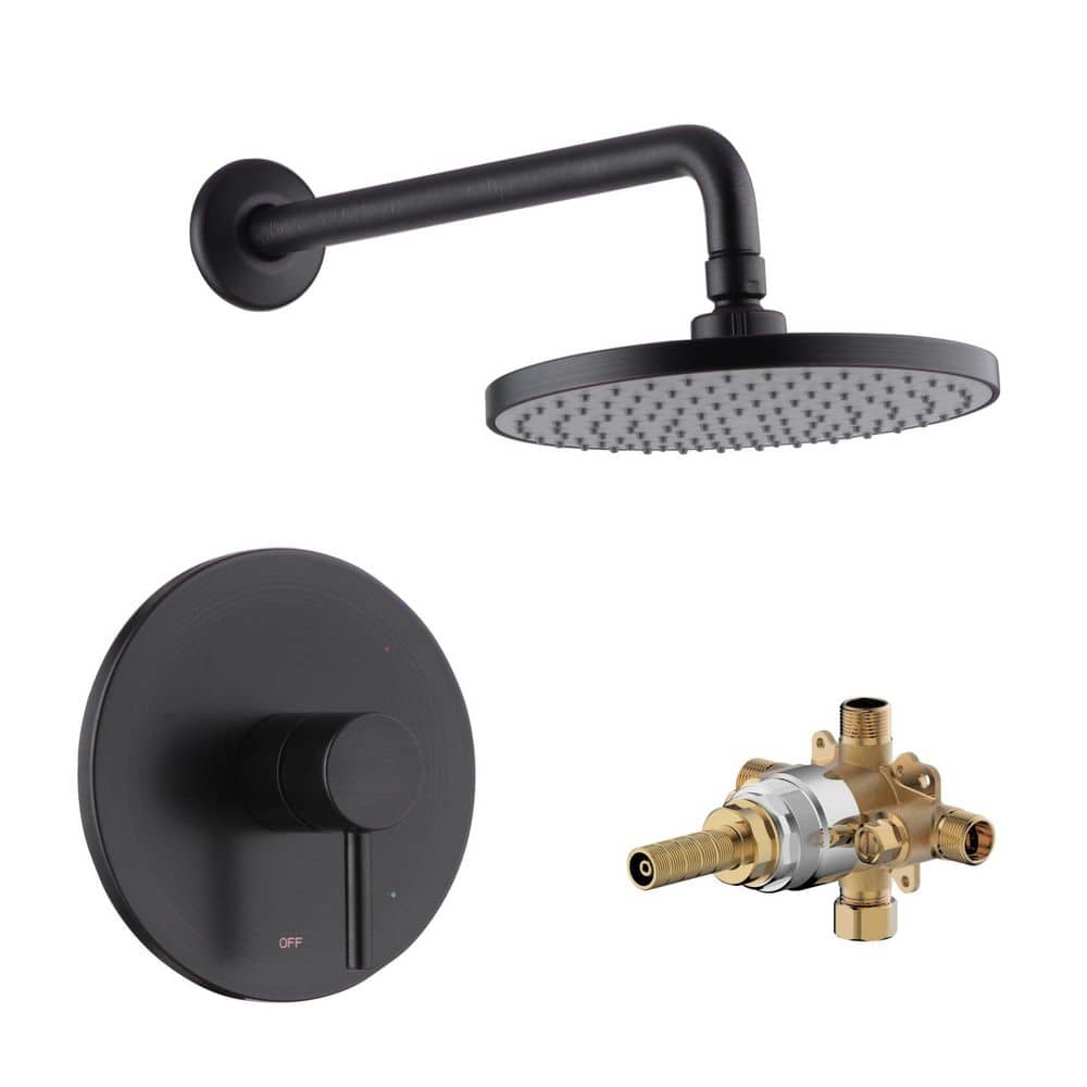 Euro 1-Spray Patterns with 1.8 GPM 8 in. Wall Mount Fixed Shower Head with Valve Included in Oil Rubbed Bronze price history on PriceWatchPro