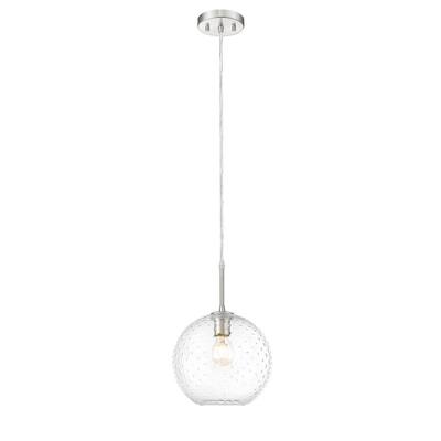 Manika 10 in. 1-Light Brushed Nickel and Black Wire Ceiling Pendant Light
