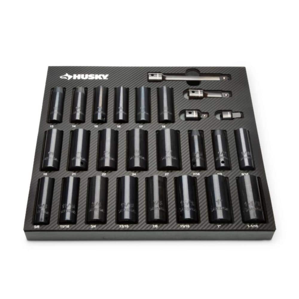 Husky 1/2 in. Drive SAE/Metric Deep Impact Socket Set (26Piece