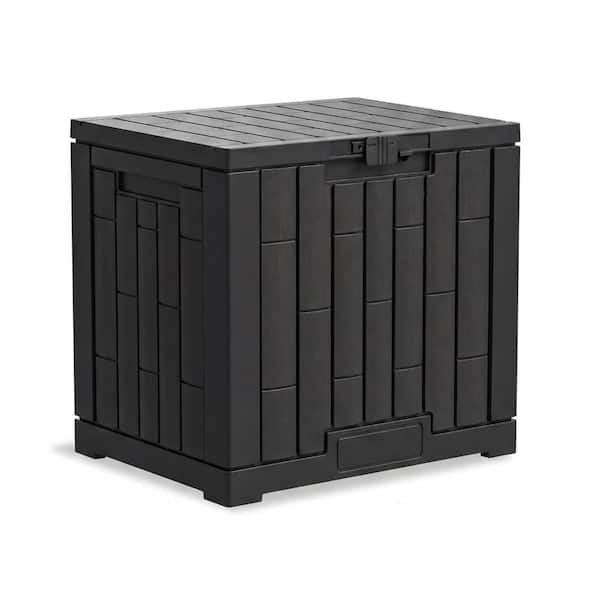 31 Gal. Black Waterproof Lockable Resin Deck Box for Patio Furniture, Garden Tools