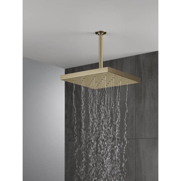 H2Okinetic Gold 1-Spray Patterns 1.75 GPM 12 in. Ceiling Mount Fixed Shower Head in Lumicoat Champagne Bronze