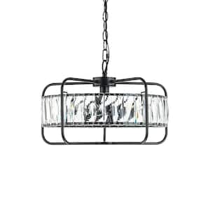 Willow Modern Black 4-Light Crystal Chandelier with Drum Shade