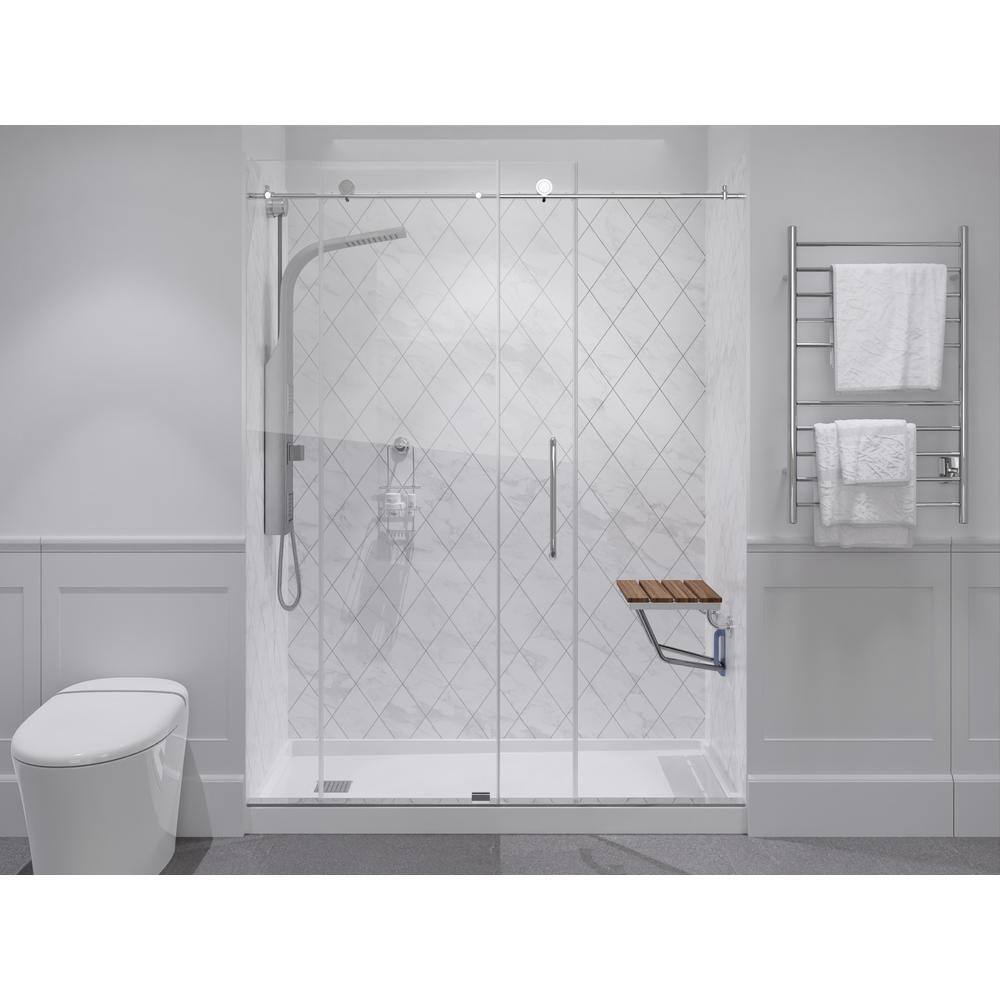 Teak and Stainless Steel Foldable Shower Seat