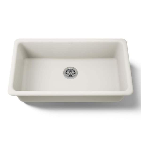 Iron/Tones 33 in. Drop-in Single Bowl Biscuit Cast Iron Kitchen Sink