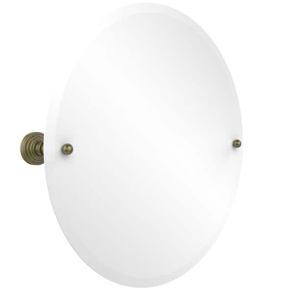 Allied Brass Waverly Place Collection 22 in. x 22 in. Frameless Round Single Tilt Mirror with Beveled Edge in Antique Brass