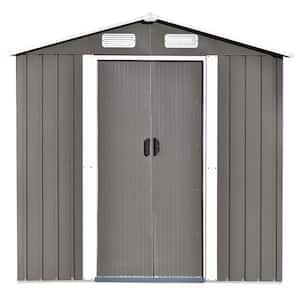 6 ft. W x 4 ft. D Metal Storage Shed 23.4 sq. ft. in Gray with Adjustable Shelf and Lockable Door and Vents