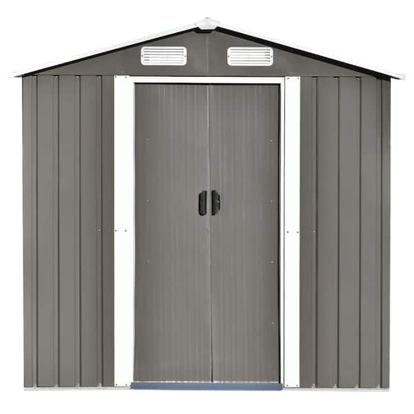 Boosicavelly 6 ft. W x 4 ft. D Metal Storage Shed 23.4 sq. ft. in Gray with Adjustable Shelf and Lockable Door and Vents