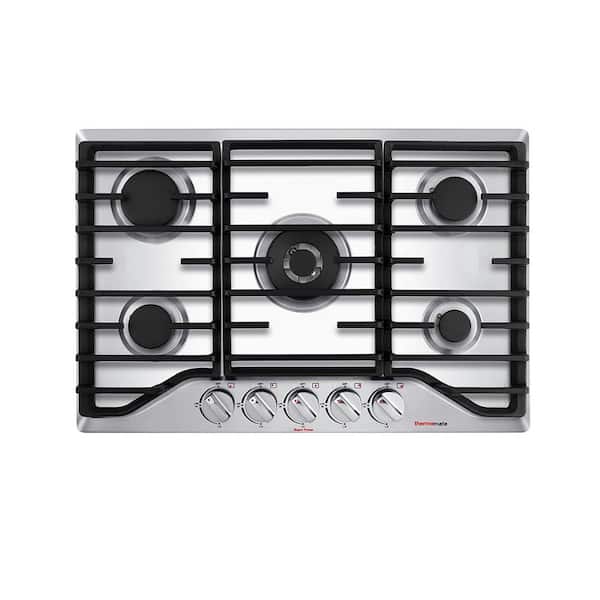 30 Inch Gas Cooktop with Griddle, GASLAND Chef PRO GH3305SF Gas Stovetop  with 5 Burners, Reversible Cast Iron Grill/Griddle, 120V Plug-in, NG/LPG