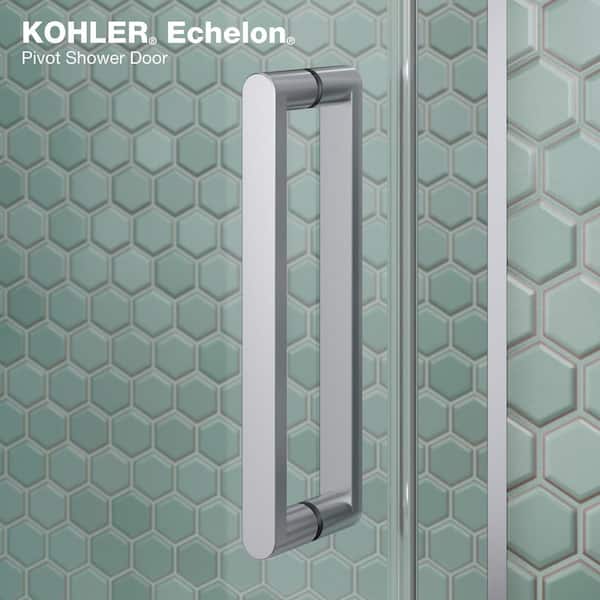 Echelon 44-48 in. W x 70 in. H Frameless Pivot Shower Door in Bright Polished Silver with 5/16 in. Thick Clear Glass