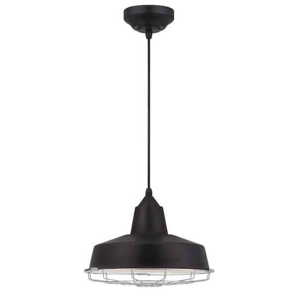 Westinghouse Academy 75-Watt Equivalent Integrated LED Black Pendant with Removable Chrome Cage
