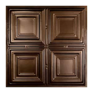 Syracuse 2 ft. x 2 ft. Lay-in Tin Ceiling Tile in Bronze Burst (20 sq. ft. / case of 5)