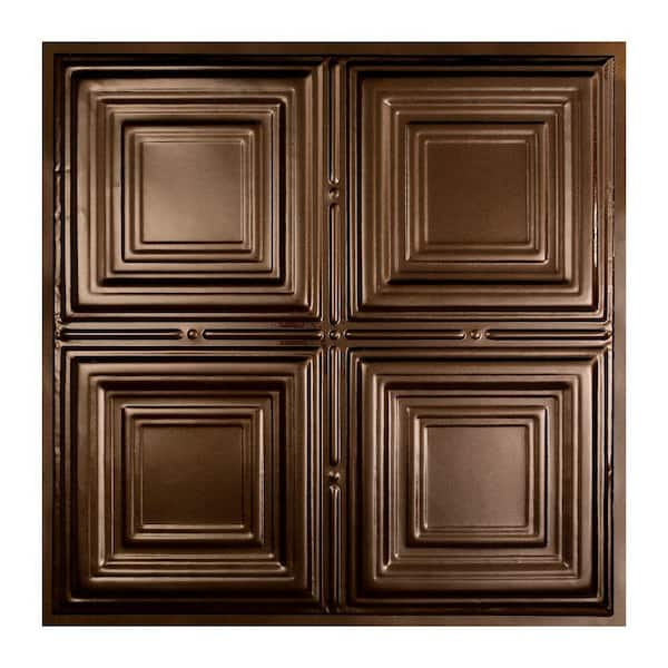 Syracuse 2 ft. x 2 ft. Lay-in Tin Ceiling Tile in Bronze Burst (20 sq. ft. / case of 5)