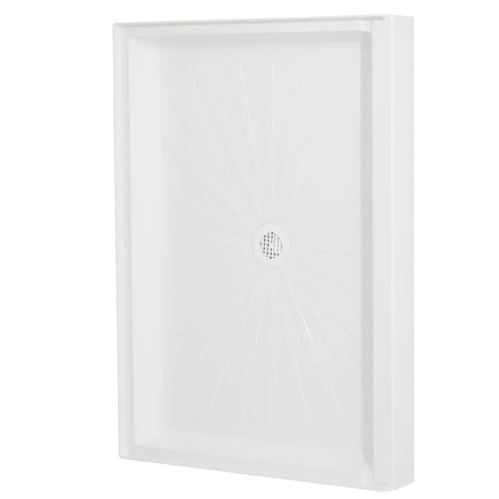 MUSTEE Durabase 48 in. L x 34 in. W Single Threshold Alcove Shower Pan Base with Center Drain in White -  3448M
