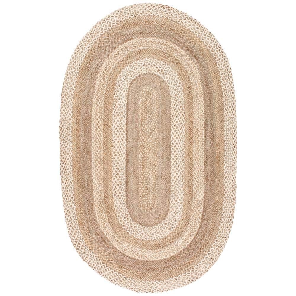 Handmade Black Braided Oval Jute Area Rug, 5' x 8'