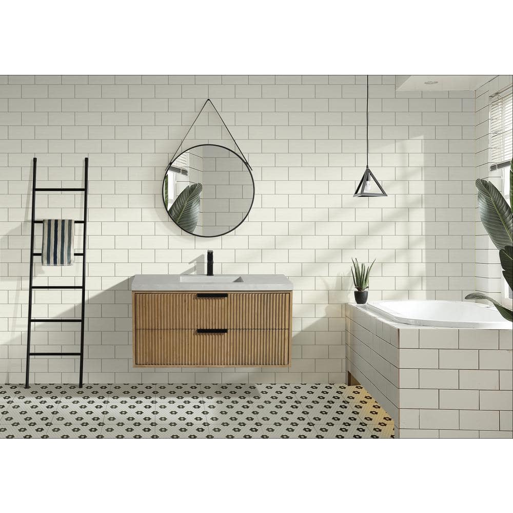 San Diego 42" Weathered Fir Floating Bathroom Vanity with Concrete Countertop