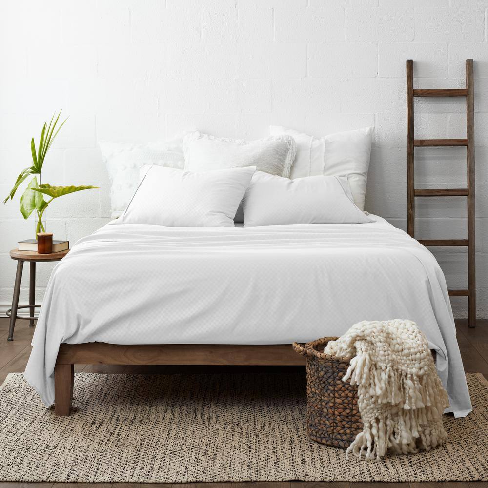White Twin Embossed Chevron Microfiber Sheet Set