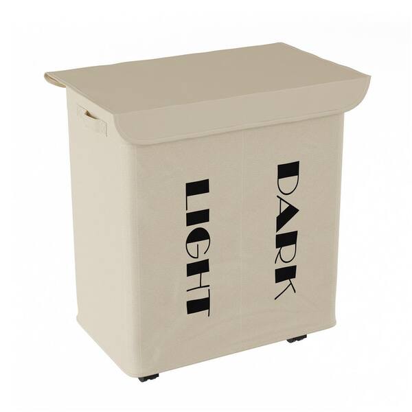 Lavish Home Collapsible Double Laundry Hamper with Lid and Wheels