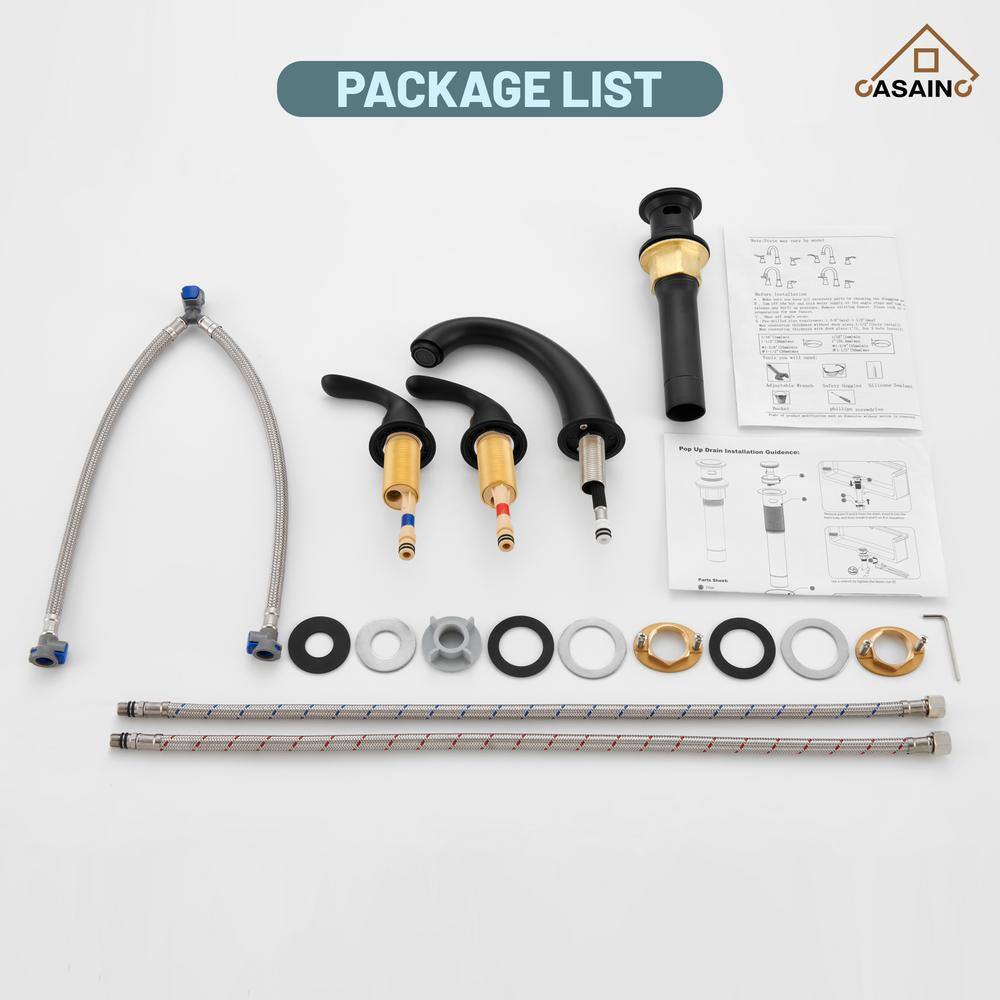 Matte Black Stainless Steel 2-Handle Widespread Bathroom Faucet