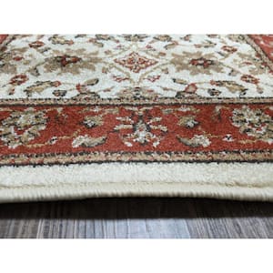 Como Ivory/Brick2 ft. x 8 ft. Traditional Oriental Floral Area Rug