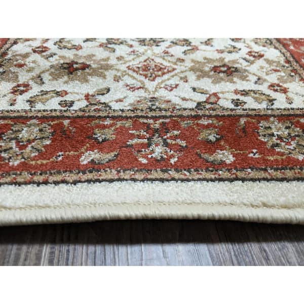 Como Ivory/Brick 8 ft. x 11 ft. Traditional Oriental Floral Area Rug