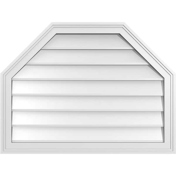 Ekena Millwork 32 in. x 24 in. Octagonal Top Surface Mount PVC Gable Vent: Decorative with Brickmould Frame