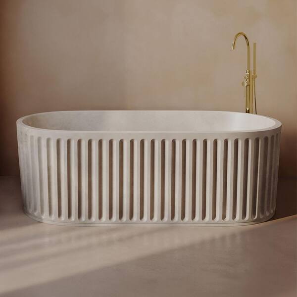 Delice 67" Freestanding Concrete Bathtub in Sand, Drain Included