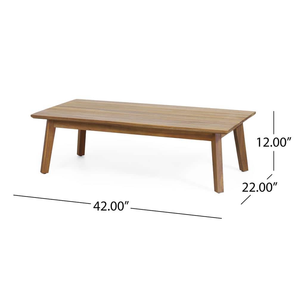 Teak Wood Outdoor 4-Piece Patio Set with Beige Cushions