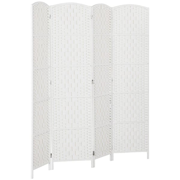 70.9 in. Room Divider, 6 Panels Folding Privacy Screen, Portable Wicker Weave Partition Wall Divider for Bedroom