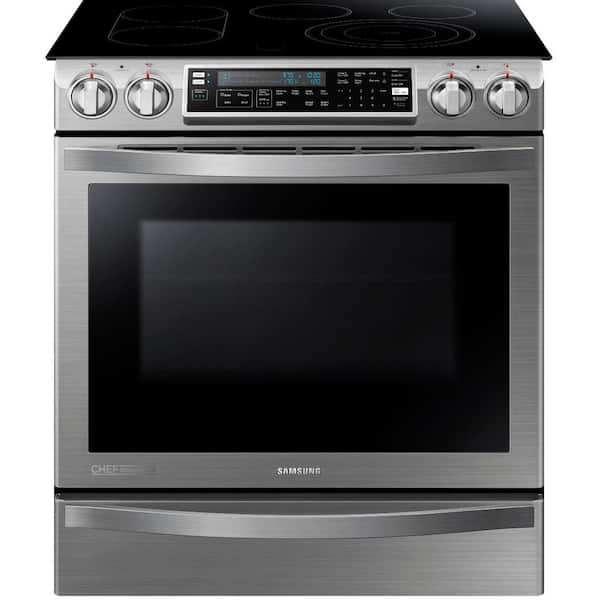 Samsung CHEF Collection 30 in. W 5.8 cu. ft. Slide-In Flex Duo Range with Self-Cleaning Convection Oven in Stainless Steel