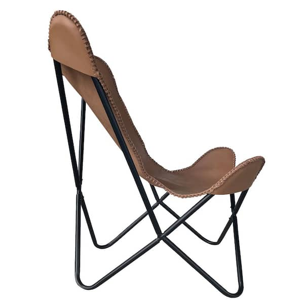 Leather Living Room hotsell Chairs-Butterfly Chair Brown Leather Butterfly Chair-Handmade with Powder Coated Folding Iron Frame (Cover with Folding)