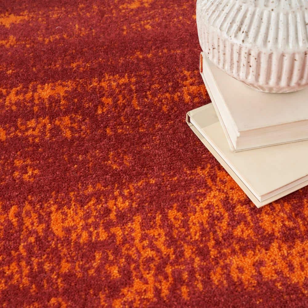 Reversible Abstract Red Synthetic 5' x 7' Easy Care Rug