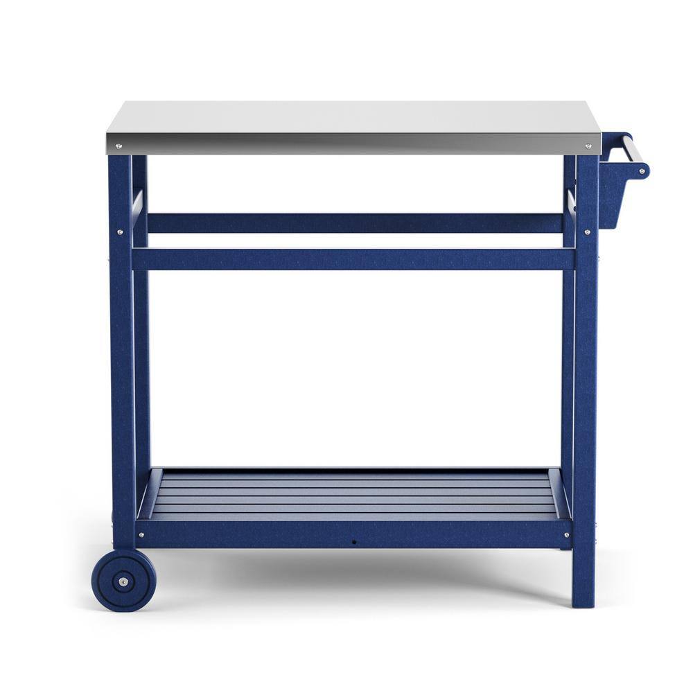 34 in. Outdoor Prep Cart Dining Table for Pizza Oven, Patio Grilling Backya
