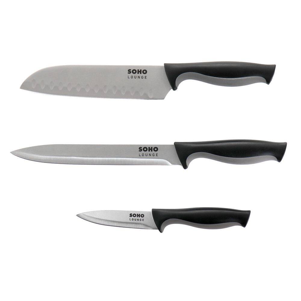 Gibson Soho Lounge 16-Piece Stainless Steel Knife Set with Black Acrylic Stand