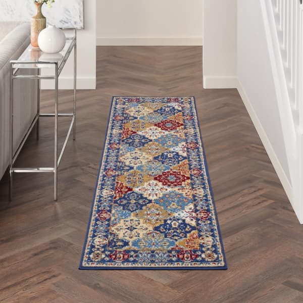 Grafix Multicolor 2 ft. x 6 ft. All-over design Traditional Runner Area Rug