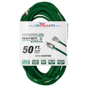 50 ft. 16-Gauge/26 Conductors SJTW Indoor/Outdoor Extension Cord with Lighted End Green (1-Pack)