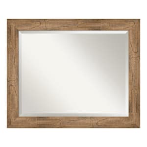 Owl Brown 33.5 in. x 27.5 in. Beveled Rectangle Wood Framed Bathroom Wall Mirror in Brown