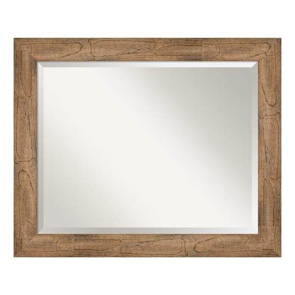 Amanti Art Owl Brown 33.5 in. x 27.5 in. Beveled Rectangle Wood Framed Bathroom Wall Mirror in Brown