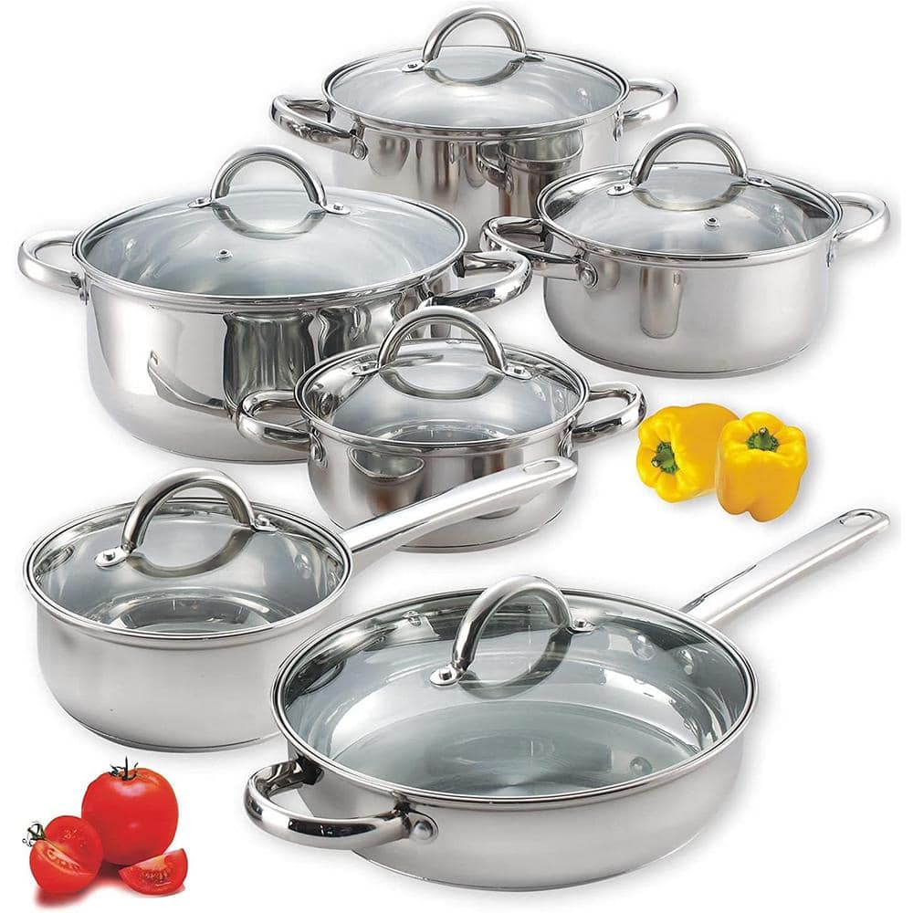 Cook N Home 12-Piece Silver Cookware Set in Stainless Steel -  NC-00250