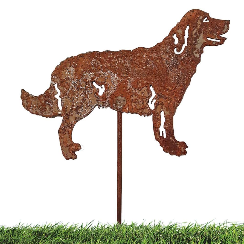 Garden Lawn Yard Decoration animal dog Retriever sheet metal pick stake NEW
