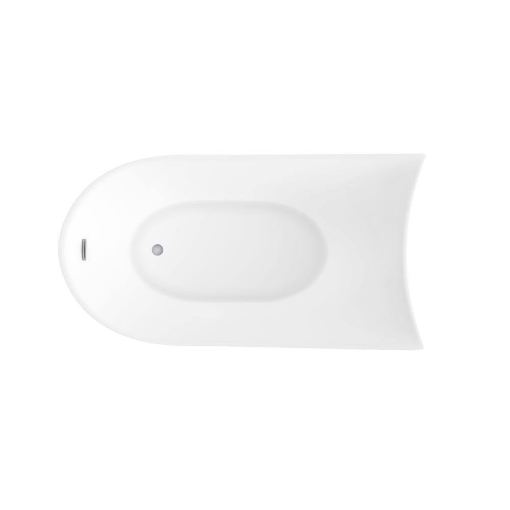 Contemporary White Acrylic Freestanding Soaking Bathtub with Asymmetrical Design