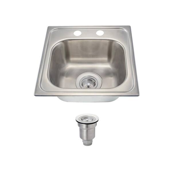 MR Direct All-in-One Drop-In Stainless Steel 15 in. 2-Hole Single Basin Kitchen Sink