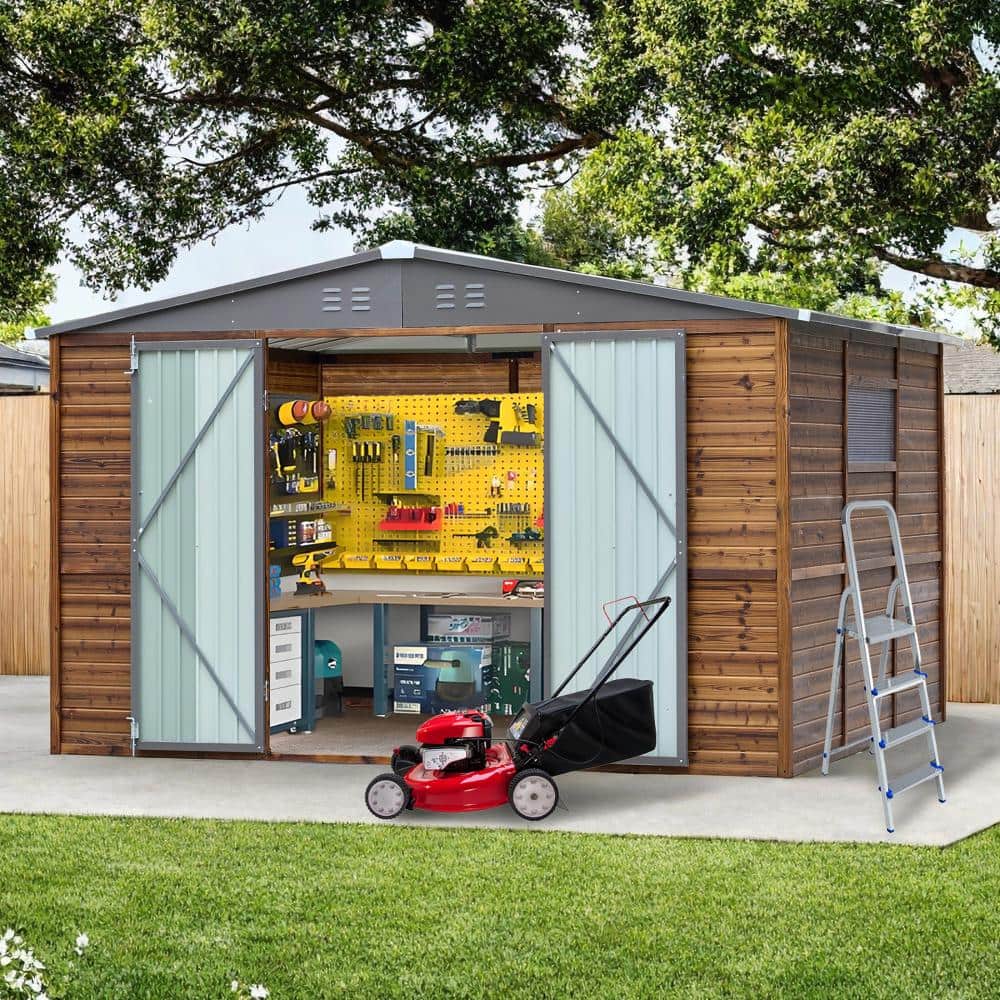 8 ft. W x 10 ft. D Iron-Wood Combination Tool Shed, Outdoor