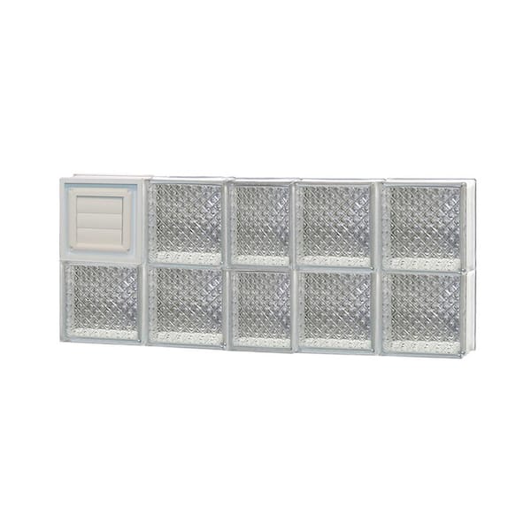 Clearly Secure 36.75 in. x 15.5 in. x 3.125 in. Frameless Diamond Pattern Glass Block Window with Dryer Vent