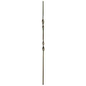 44 in. x 1/2 in. Antique Bronze Double Ribbon Hollow Iron Baluster