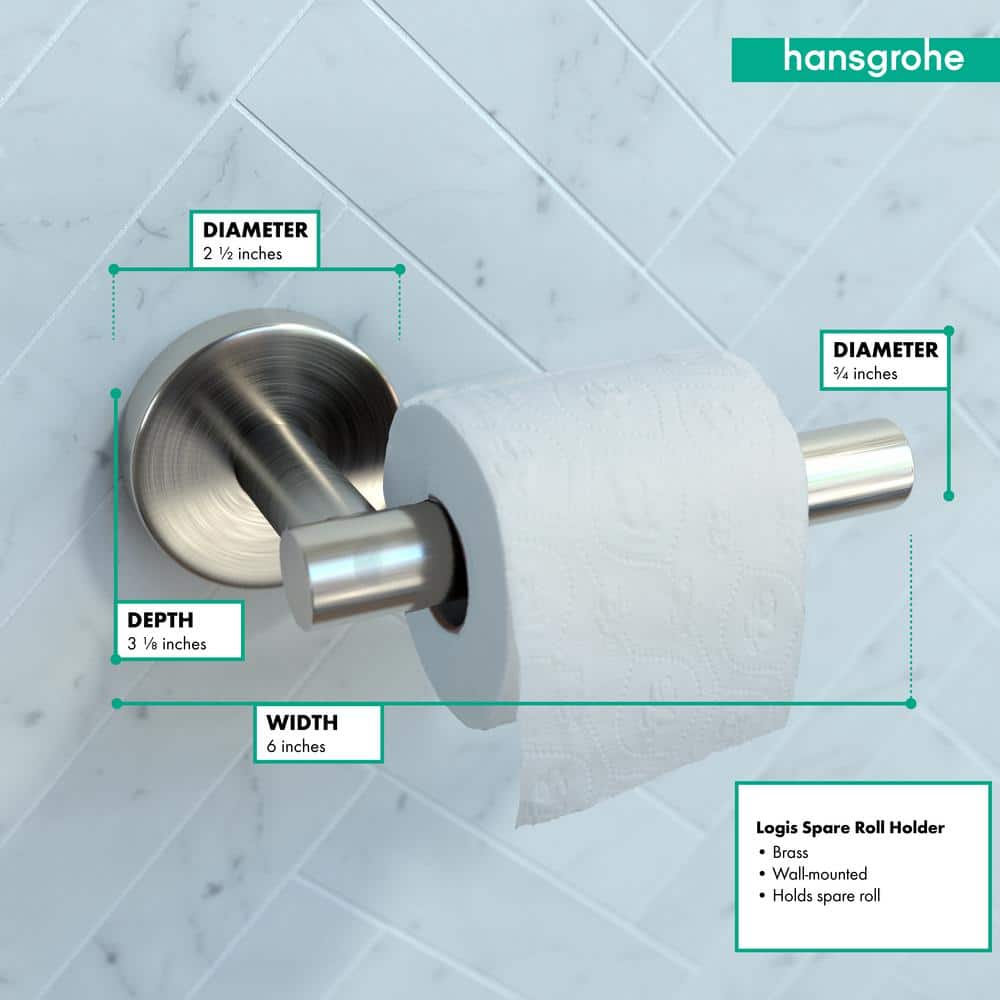 Brushed Nickel Modern Wall Mount Spare Toilet Paper Holder