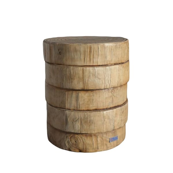 DIRECT WICKER Finger Wood Grain Color Concrete Round Outdoor Side Table