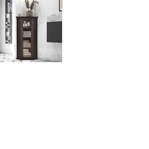 Modern 16.1 in. W x 16.10 in. D x 42.40 in. H Brown Linen Cabinet Tall Corner with Glass Door